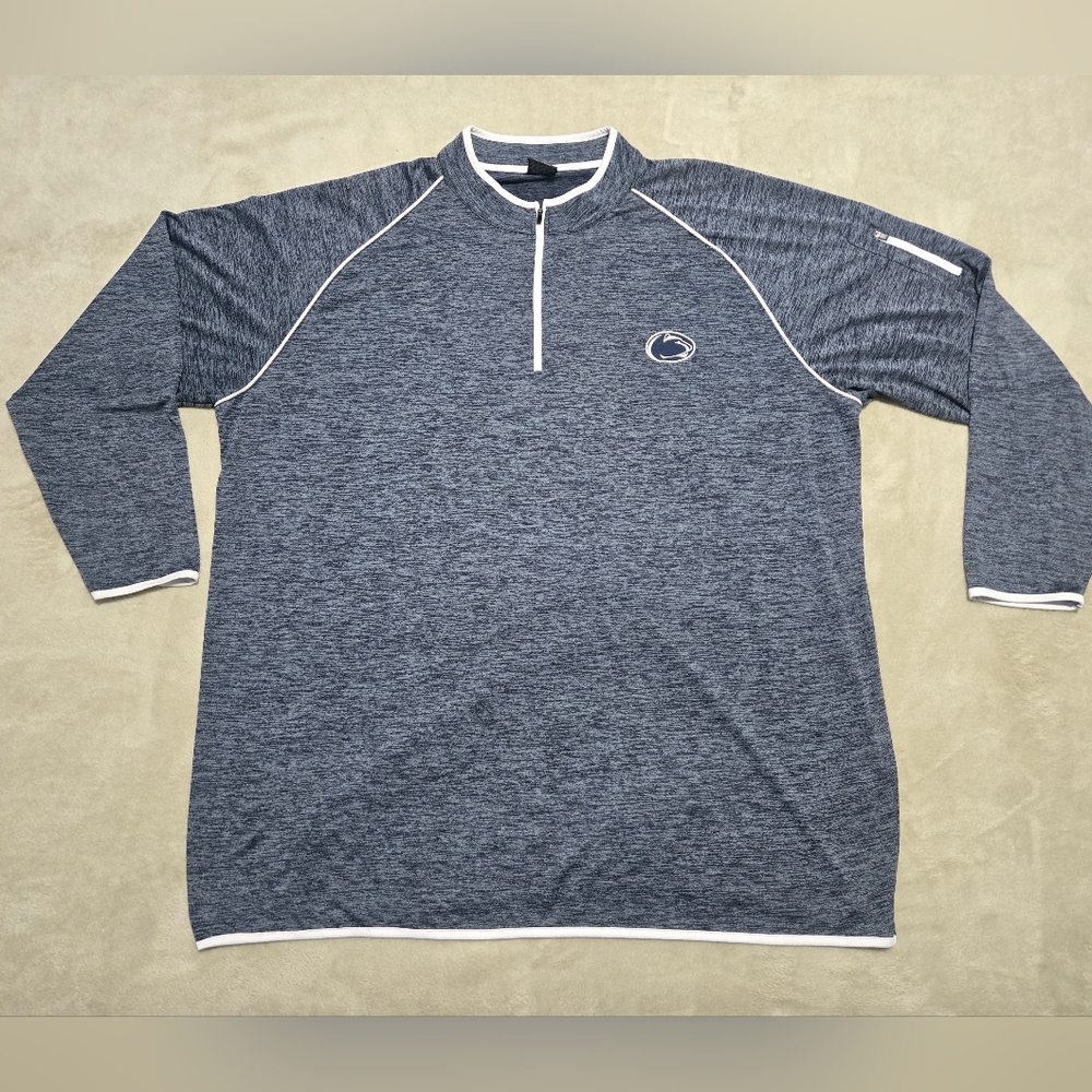 Penn State 1/4 Zip Long Sleeve Shirt Mens Big&Tall Sz 4XT Heather Blue NCAA